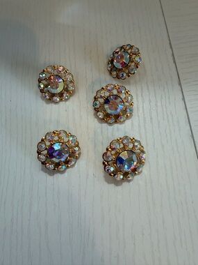 Vintage Gold Aurora Crystal Cluster Buttons 5 total